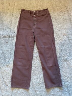 Reformation Jeans Mauve-Brown High-Rise Button-Fly Straight-Leg Jeans